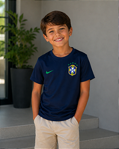 T-SHIRT INFANTIL DRY FIT BRASIL - AZUL MARINHO