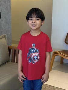 T-SHIRT INFANTIL DTF CAPITÃO AMERICA - VERMELHO