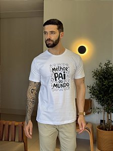 CAMISETA MASCULINA DTF MELHOR PAI DO MUNDO - BRANCO