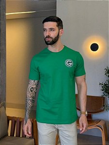 CAMISETA MASCULINA DTF ESCUDO GOIAS - VERDE BANDEIRA