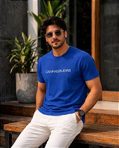 CAMISETA MASCULINA CALVIN KLEIN JEANS - AZUL BIC