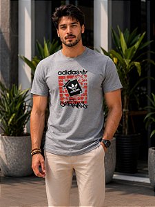 CAMISETA MASCULINA DTF ADIDAS ORIGINALS - CINZA MESCLA
