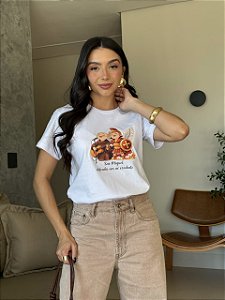 T-SHIRT DTF SÃO MIGUEL, DEFENDEI NOS NO COMBATE - BRANCO