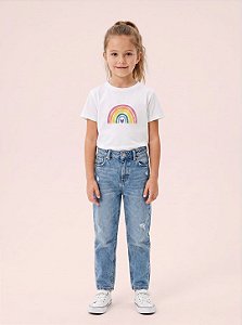 T-SHIRT INFANTIL DTF ARCO IRIS CORAÇÃO - OFF WHTE