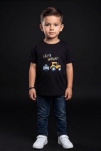 T-SHIRT INFANTIL DTF LET'S WORK - PRETO