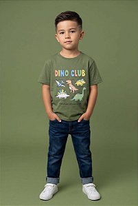 T-SHIRT INFANTIL DTF DINO CLUB - FOLHA SECA