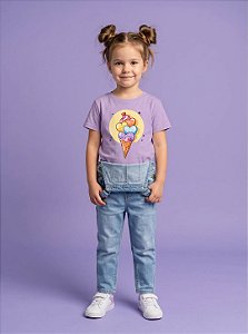 T-SHIRT INFANTIL DTF SORVETE CORAÇÕES - LILÁS