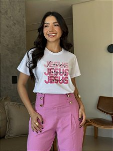 T-SHIRT DTF JESUS LOVES - BRANCO