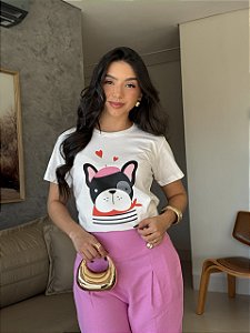 T-SHIRT DTF BULDOGUE FRANCÊS - OFF WHITE