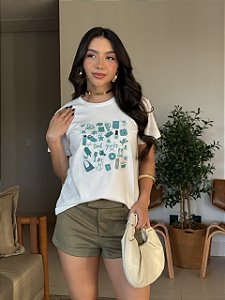 T-SHIRT DTF TEAL GIRLY - OFF WHITE