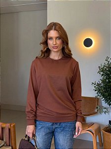 MOLETOM LISO BASIC - MARROM