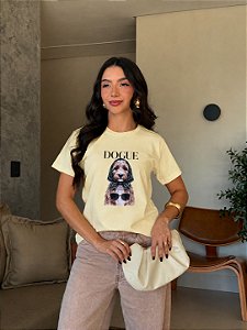 T-SHIRT DTF DOGUE MODERN - AMARELO MANTEIGA