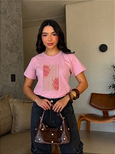 T-SHIRT DTF TORANJA LISTRAS - ROSA CLARO