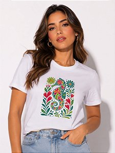 T-SHIRT DTF CAVALO MARINHO FLORAL - OFF WHITE