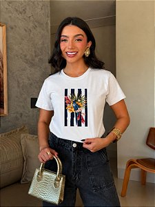 T-SHIRT DTF ARARA LISTRAS - OFF WHITE