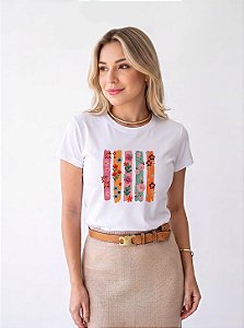 T-SHIRT DTF LISTRAS FLORAIS - OFF WHITE