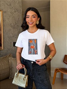 T-SHIRT DTF FRUTOS DO MAR LISTRAS - BRANCO