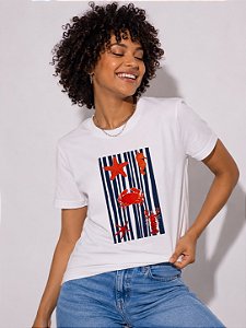 T-SHIRT DTF FRUTOS DO MAR LISTRAS - BRANCO
