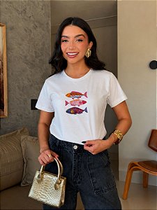 T-SHIRT DTF TRIO DE PEIXES - OFF WHITE