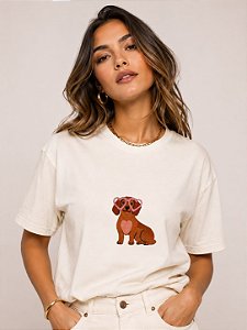 T-SHIRT DTF CACHORRO CROCHÊ - OFF WHITE