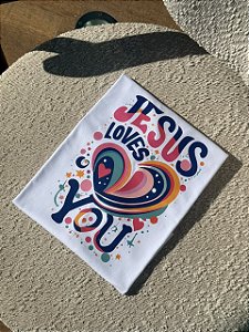 T-SHIRT DTF JESUS LOVES YOU COLORS - BRANCO