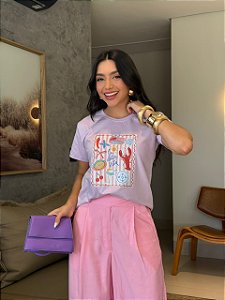 T-SHIRT DTF LA DOLCE VITA FOOD - LILAS