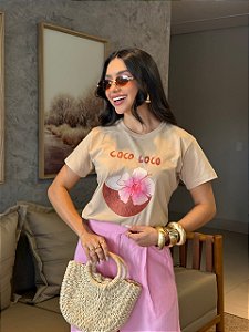 T-SHIRT DTF COCO LOCO - BEGE DUNAS