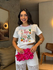 T-SHIRT DTF BICOLOR TI AMO - OFF WHITE(ROSA)