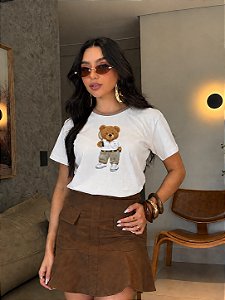 T-SHIRT DTF BICOLOR URSO TENISTA - OFF WHITE(MOCACCINO)