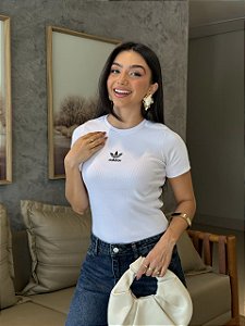 T-SHIRT CANELADA ADIDAS - BRANCO