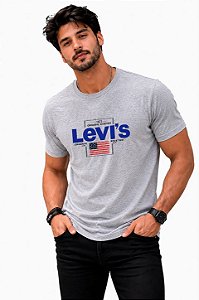 CAMISETA MASCULINA DTF LEVIS ORIGINAL RIVETED - CINZA MESCLA
