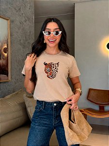 T-SHIRT DTF ONÇA DUO - BEGE DUNAS