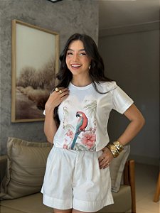 T-SHIRT DTF ARARA VERMELHA - OFF WHITE