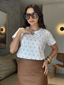 T-SHIRT POÁ TOTAL (MARROM) - OFF WHITE