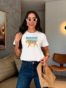 T-SHIRT DTF ONÇA BRASILIDADE - OFF WHITE