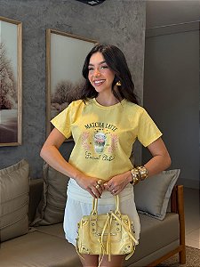 T-SHIRT DTF MATCHA LATTE SOCIAL CLUB - AMARELO MANTEIGA
