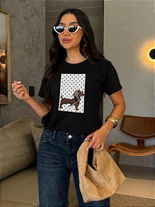 T-SHIRT DTF CACHORRO POA - PRETO