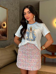 T-SHIRT DTF BICOLOR NOSSA SENHORA - OFF WHITE(AZUL)