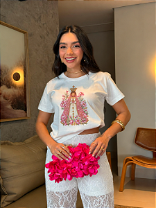 T-SHIRT DTF NOSSA SENHORA ROSA - OFF WHITE
