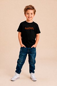 T-SHIRT INFANTIL DTF GAMER LARANJA NEON APLICAÇÃO - PRETO