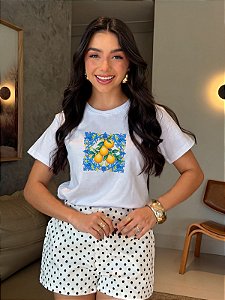 T-SHIRT DTF AZULEJO LIMÃO SICILIANO - BRANCO
