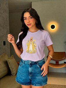 T-SHIRT DTF NOSSA SENHORA AMARELO - LILAS