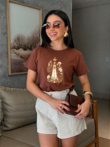 T-SHIRT DTF NOSSA SENHORA MOCACCINO - MARROM