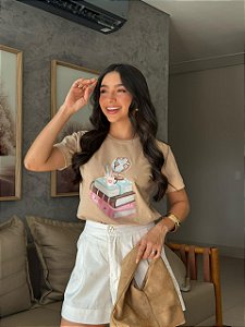 T-SHIRT DTF LIVROS - BEGE DUNAS