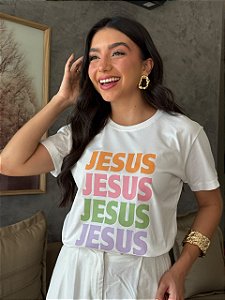 T-SHIRT DTF JESUS COLORS - OFF WHITE