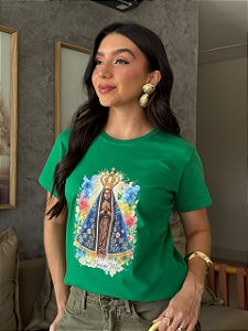T-SHIRT DTF SUA BENÇÃO MÃE - VERDE BANDEIRA