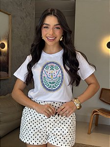 T-SHIRT DTF BORBOLETA FLORES - BRANCO