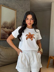 T-SHIRT DTF FLOR PRECIOSA - BRANCO