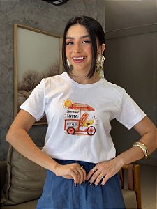 T-SHIRT DTF SUMMER TIME - BRANCO