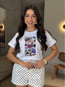 T-SHIRT DTF MOSAICO RETRÔ - BRANCO